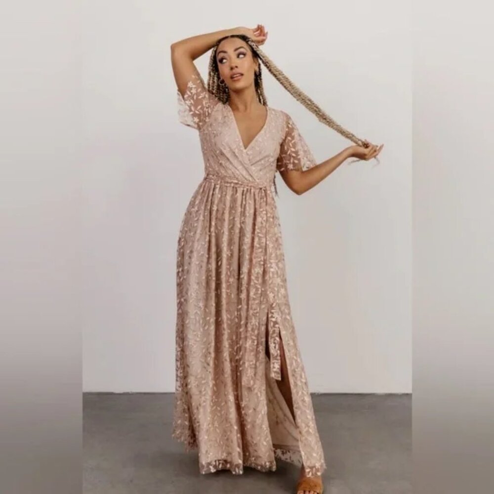 Baltic Born Marseille Embossed Maxi Dress Size XL Champagne Formal Event Holiday